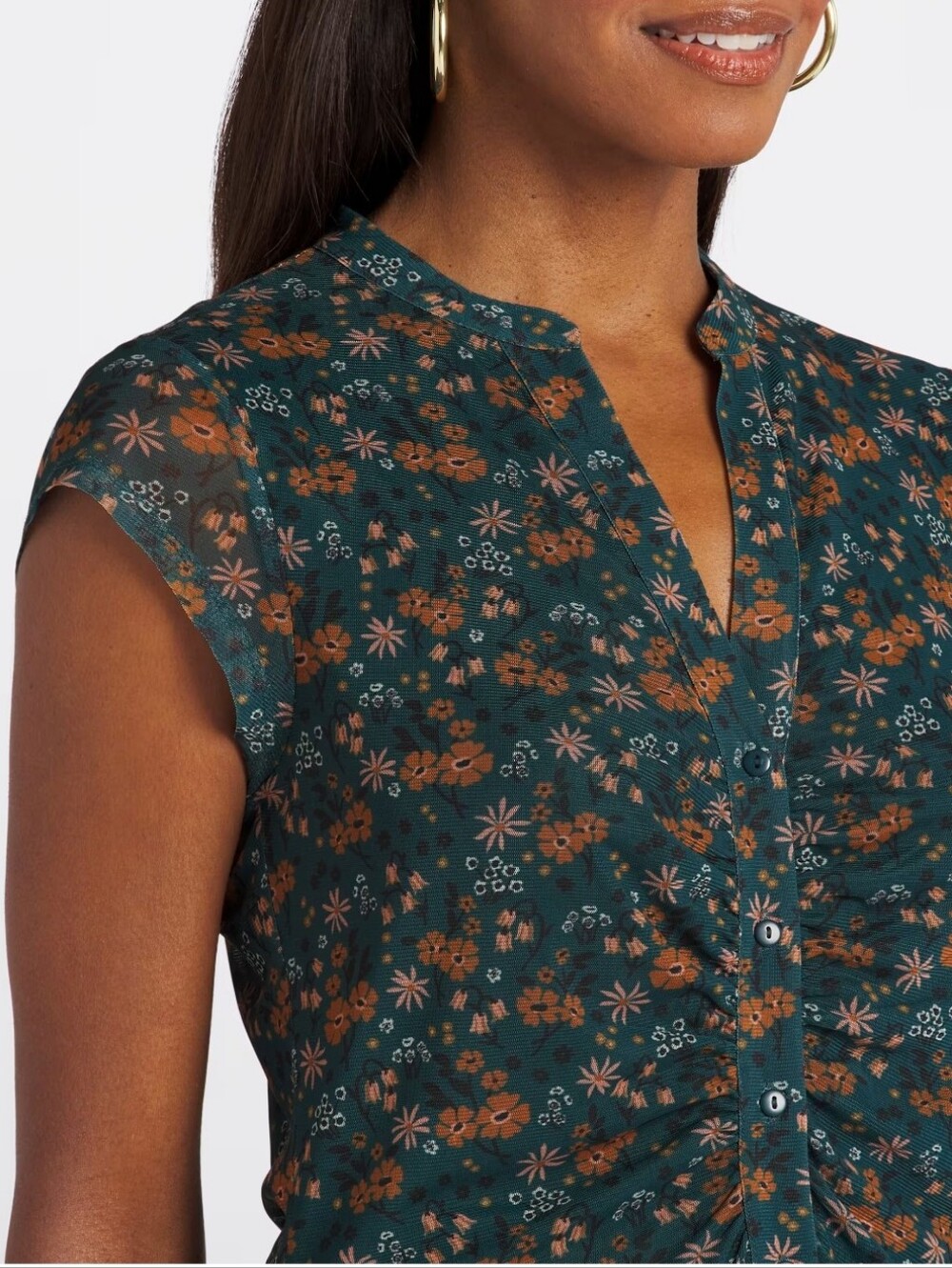 Rylee Full Button Mesh Lined Short Sleeve Top